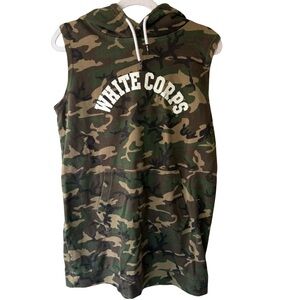 Chocolate White Corps Camouflage Sleeveless Hoodie Women’s S Streetwear Casual
